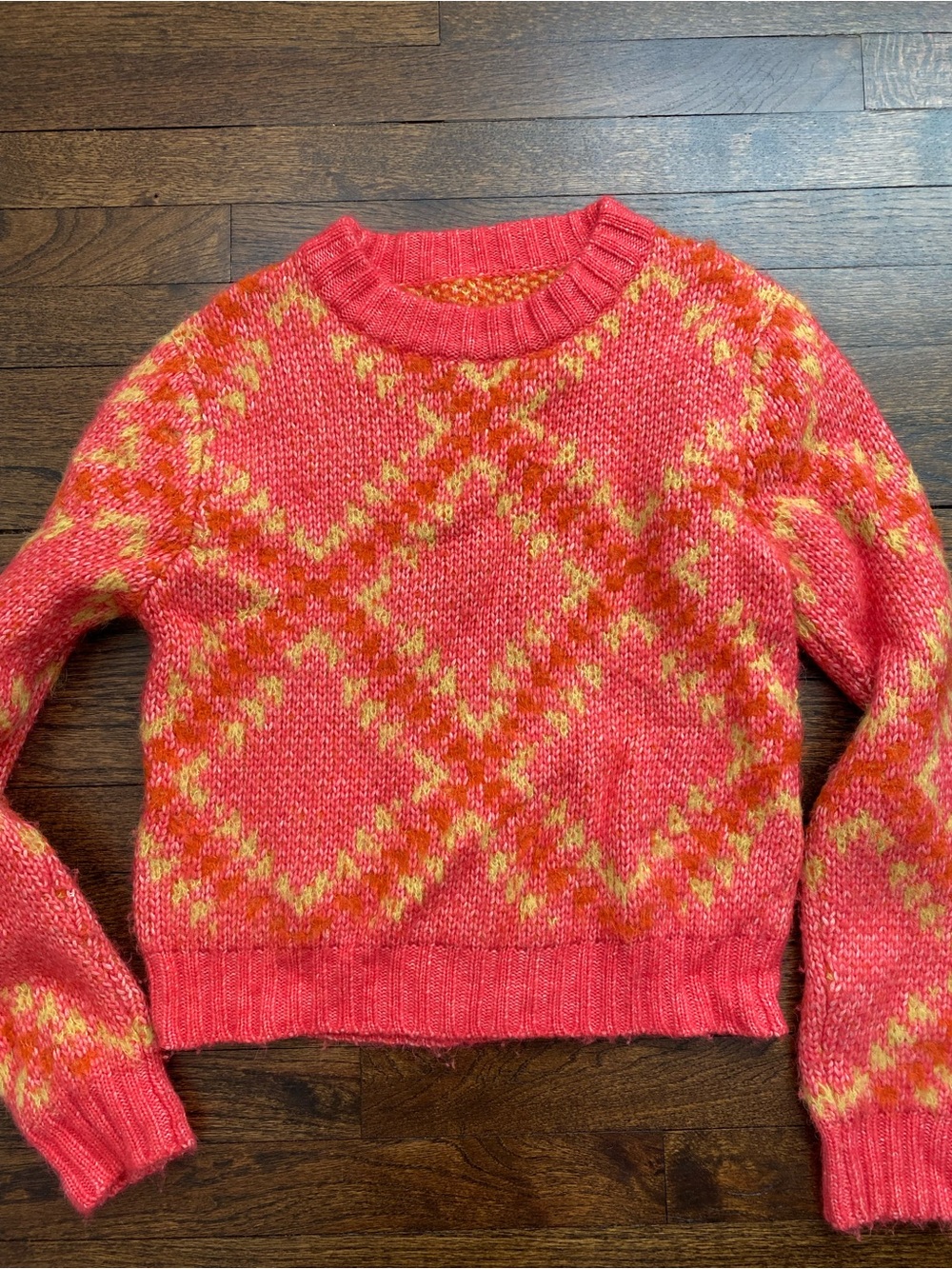 Women's Coral Patterned Crewneck Sweater